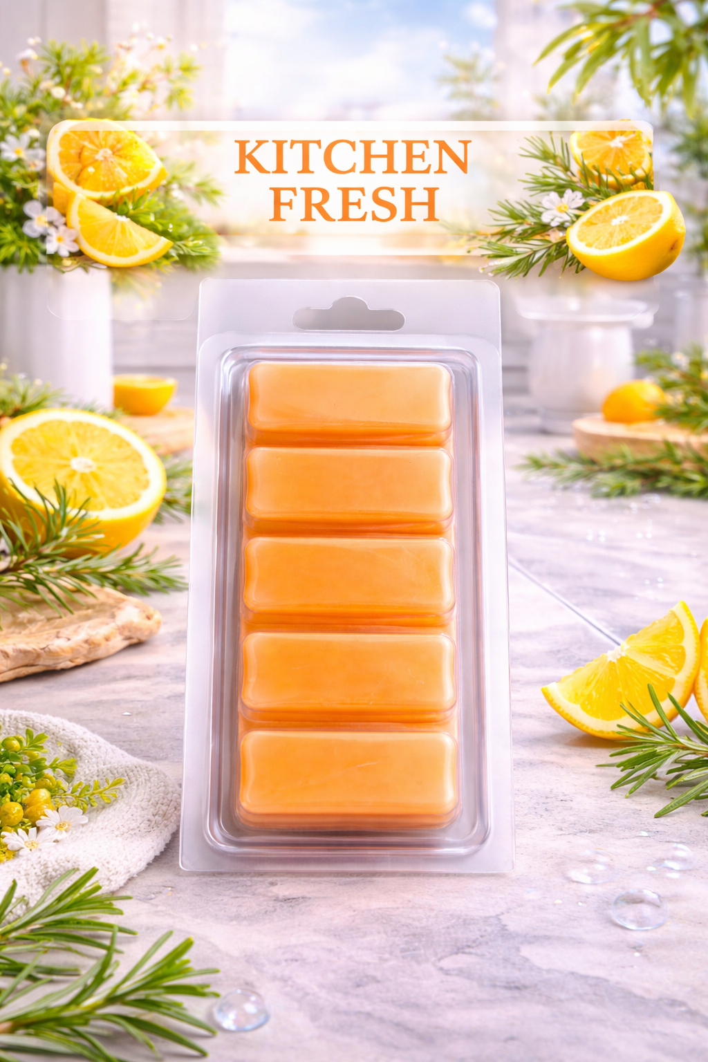 Kitchen Fresh Wax Melts – Strong Scented 5 Cell Snap Bar | Citrus Clean Fragrance UK