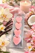 Pink Vanilla & Coco Blossom Wax Melts – Strong Scented 4 Heart Clamshell | Sweet Floral Home Fragrance UK