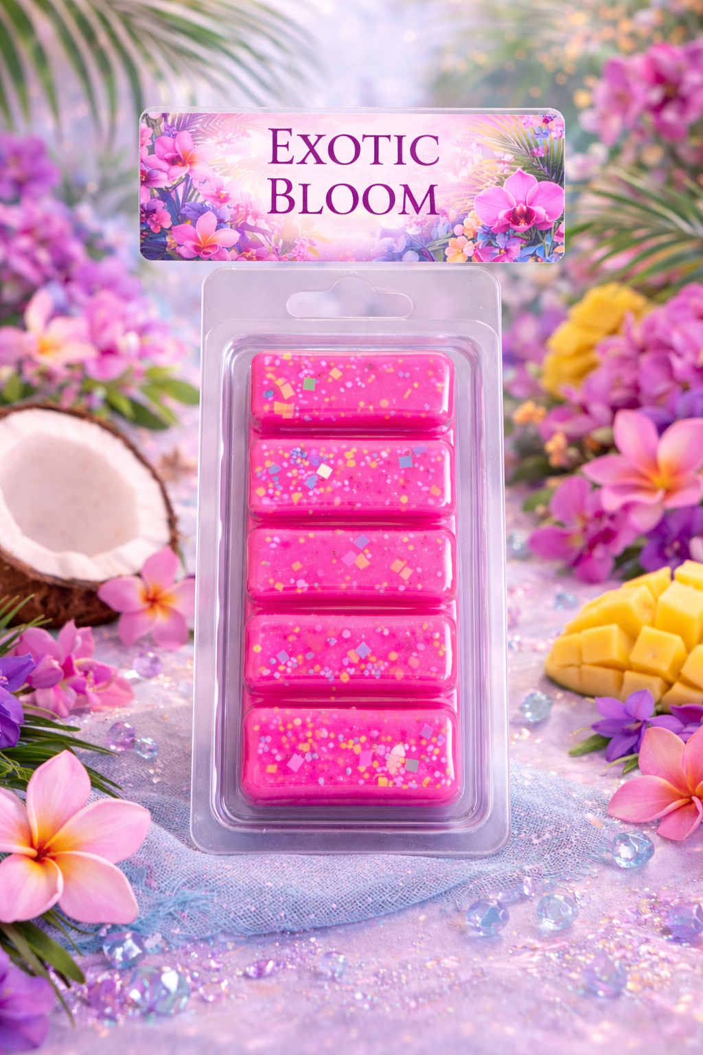 Exotic Bloom Wax Melts – Strong Scented 5 Cell Snap Bar | Tropical Floral Home Fragrance UK