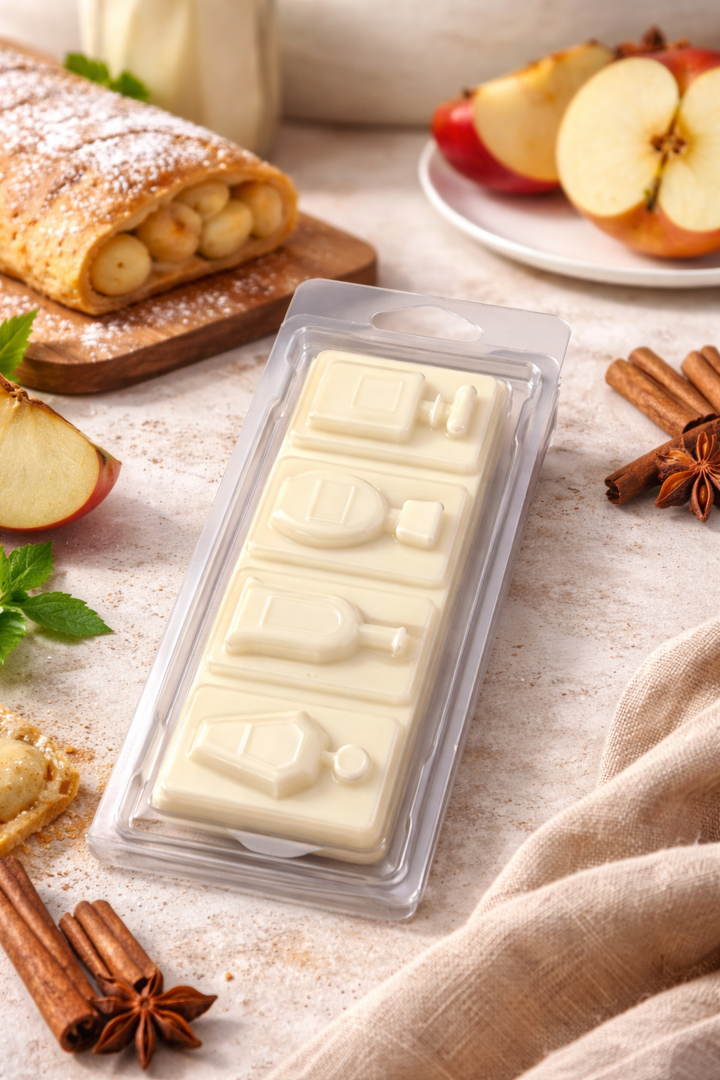 Apple Strudel Wax Melts – Strong Scented Perfume Style Clamshell | Sweet Bakery Home Fragrance UK