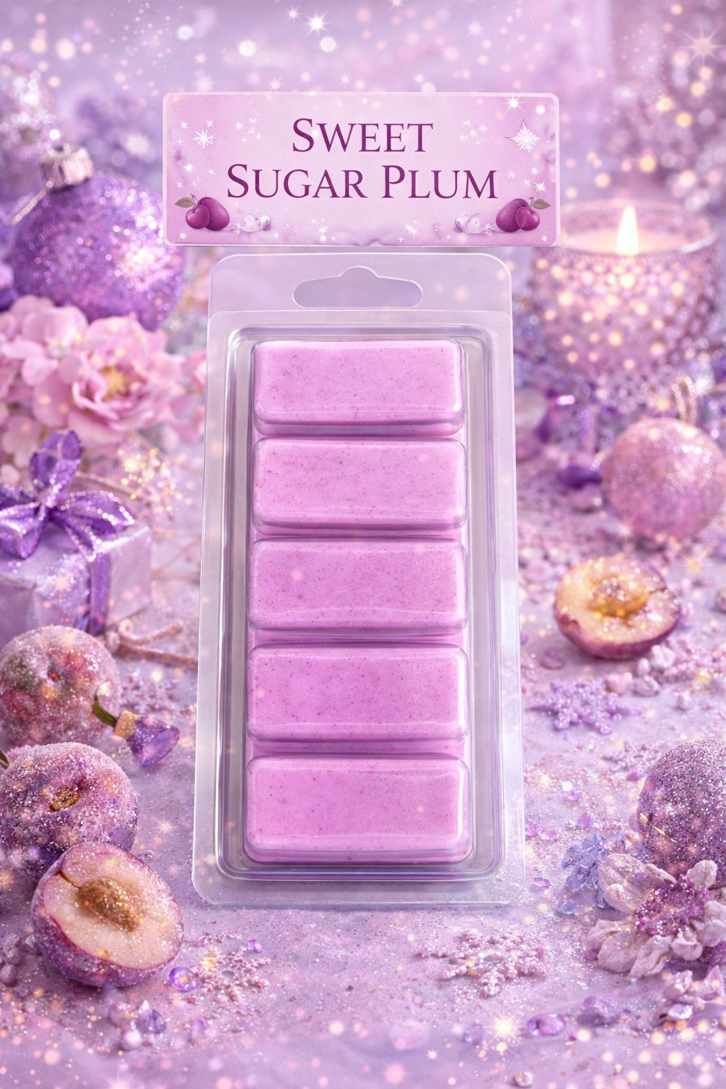 Sweet Sugar Plum Wax Melts – Strong Scented 5 Cell Snap Bar | Sweet Fruity Home Fragrance UK