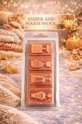 Amber & Warm Wool Wax Melts – Strong Scented 4 Cell Clamshell | Cosy Luxury Home Fragrance UK
