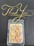 Birthday Cake Wax Melts – Strong Scented 6 Double Heart Clamshell | Sweet Bakery Home Fragrance UK