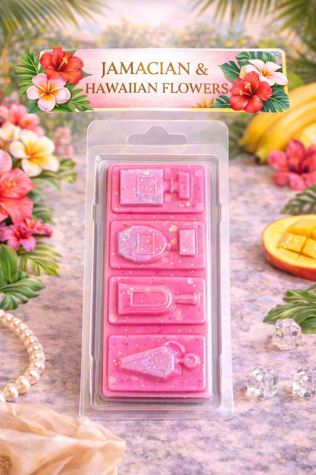 Jamaican & Hawaiian Flowers Wax Melts – Strong Scented Perfume Style Clamshell | Tropical Floral Home Fragrance UK