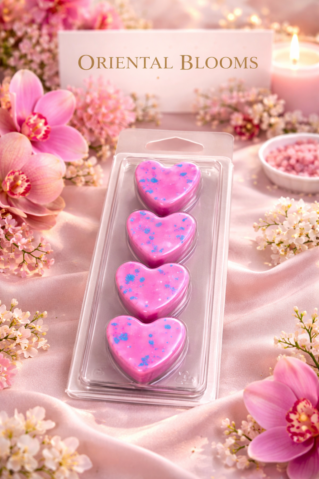 Oriental Blooms Wax Melts – Strong Scented 4 Heart Clamshell | Exotic Floral Home Fragrance UK