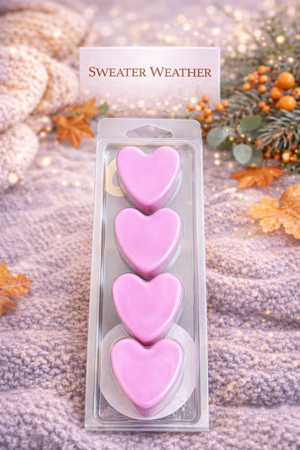 Sweater Weather Wax Melts – Strong Scented 4 Heart Clamshell | Cosy Fresh Autumn Home Fragrance UK