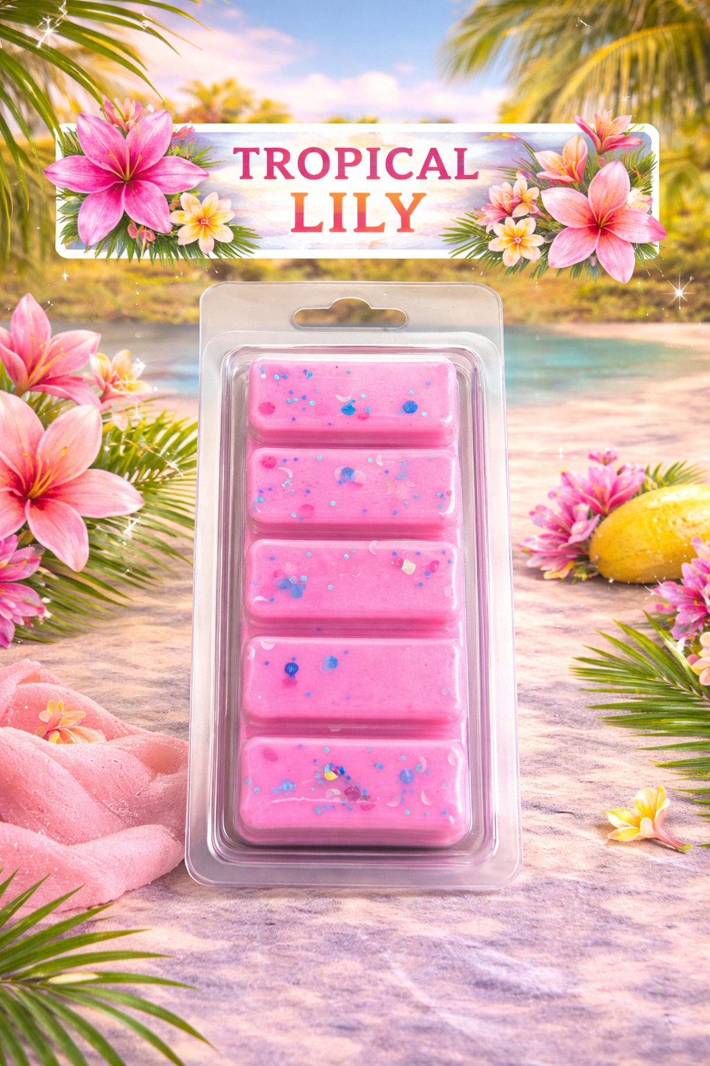 Tropical Lily Wax Melts – Strong Scented 5 Cell Snap Bar | Floral Exotic Fragrance UK