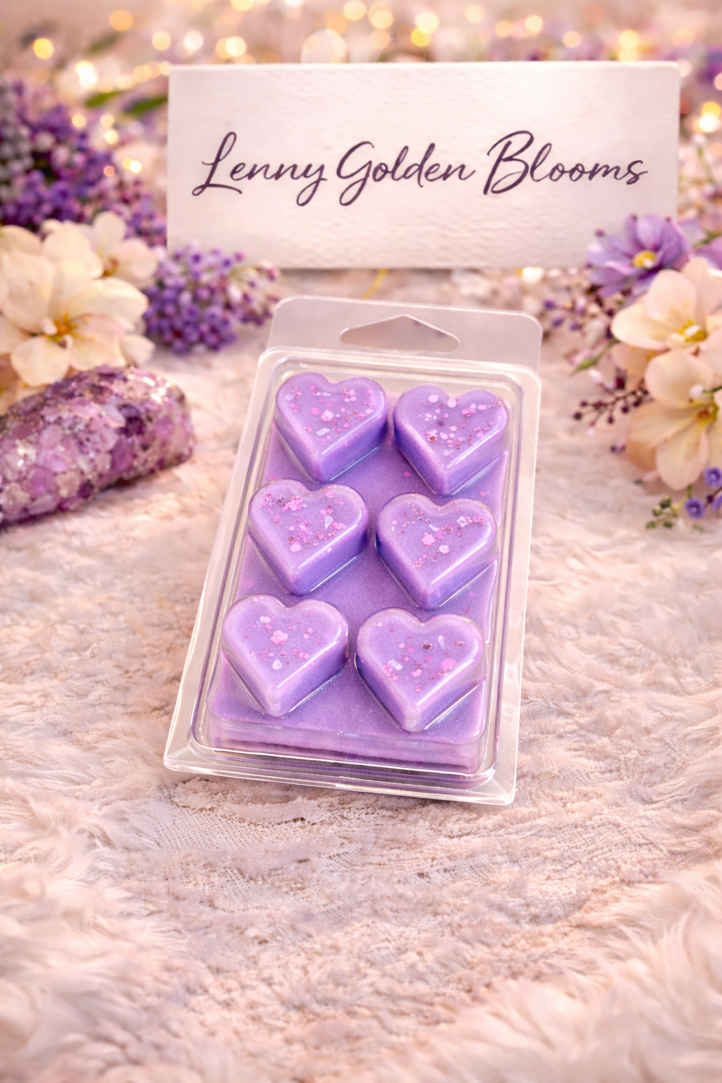Lenny Golden Blooms Wax Melts – Strong Scented 6 Heart Clamshell | Fresh Floral Laundry Home Fragrance UK