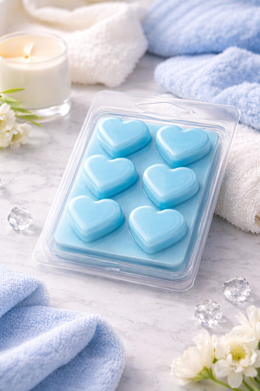 Baby Powder Wax Melts – Strong Scented 6 Heart Clamshell | Soft Clean Home Fragrance UK