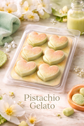 Pistachio Gelato Wax Melts – Strong Scented 6 Double Heart Clamshell | Sweet Creamy Dessert Fragrance UK
