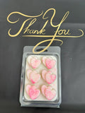 Pink Vanilla & Coco Blossom Wax Melts – Strong Scented 6 Double Heart Clamshell | Sweet Floral Home Fragrance UK