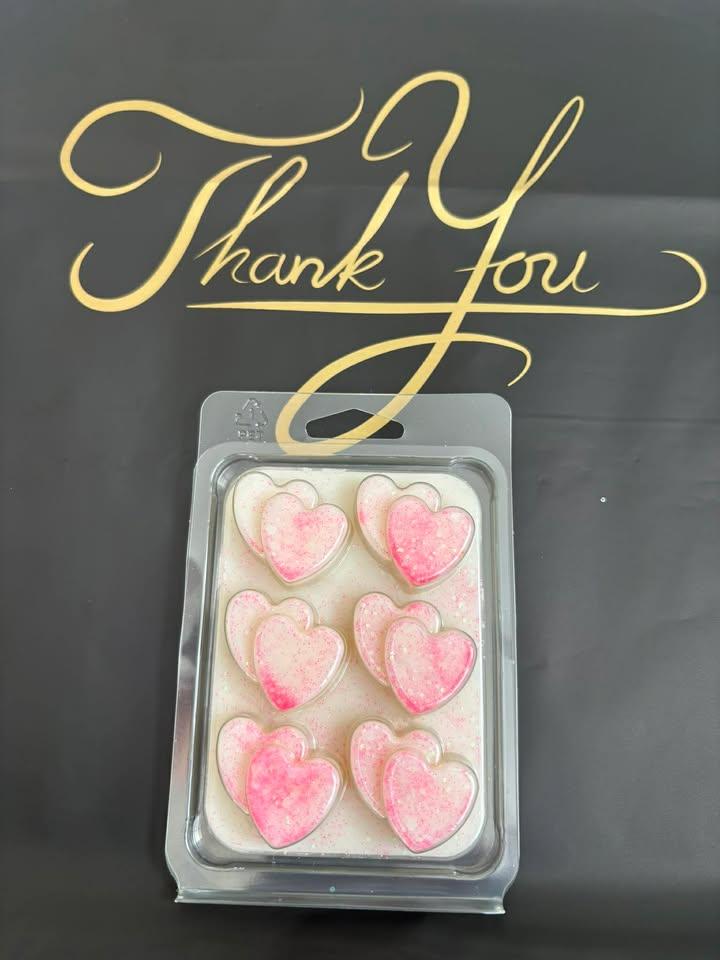 Pink Vanilla & Coco Blossom Wax Melts – Strong Scented 6 Double Heart Clamshell | Sweet Floral Home Fragrance UK